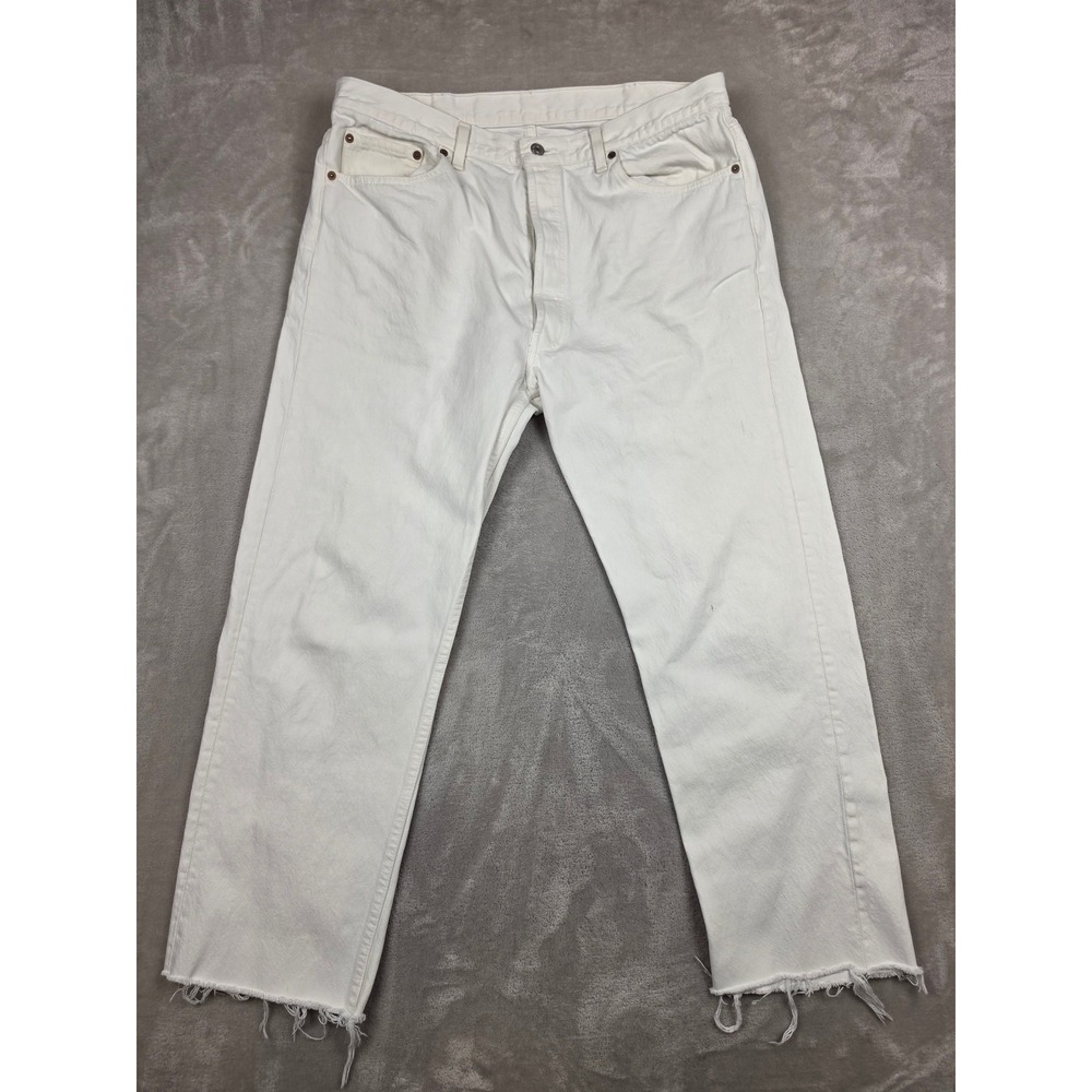 Vintage Levi's 501 Jeans Mens 40x32 Fit 38x30 White USA Made Cut Off 1994